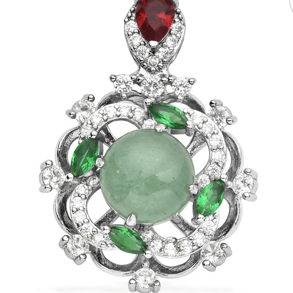 Green Aventurine & Simulated Gemstone Spinner Pendant - Picture 5 of 5